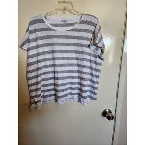 Standard‎ James Perse Top Womens M Gray White Striped Dolman Sleeve Slub Jersey